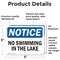 Signmission No Swimming In The Lake, 5 in W x Rectangle, Vinyl Decal OS-2PACK-NS-D-35-L-14875 - alternate 3